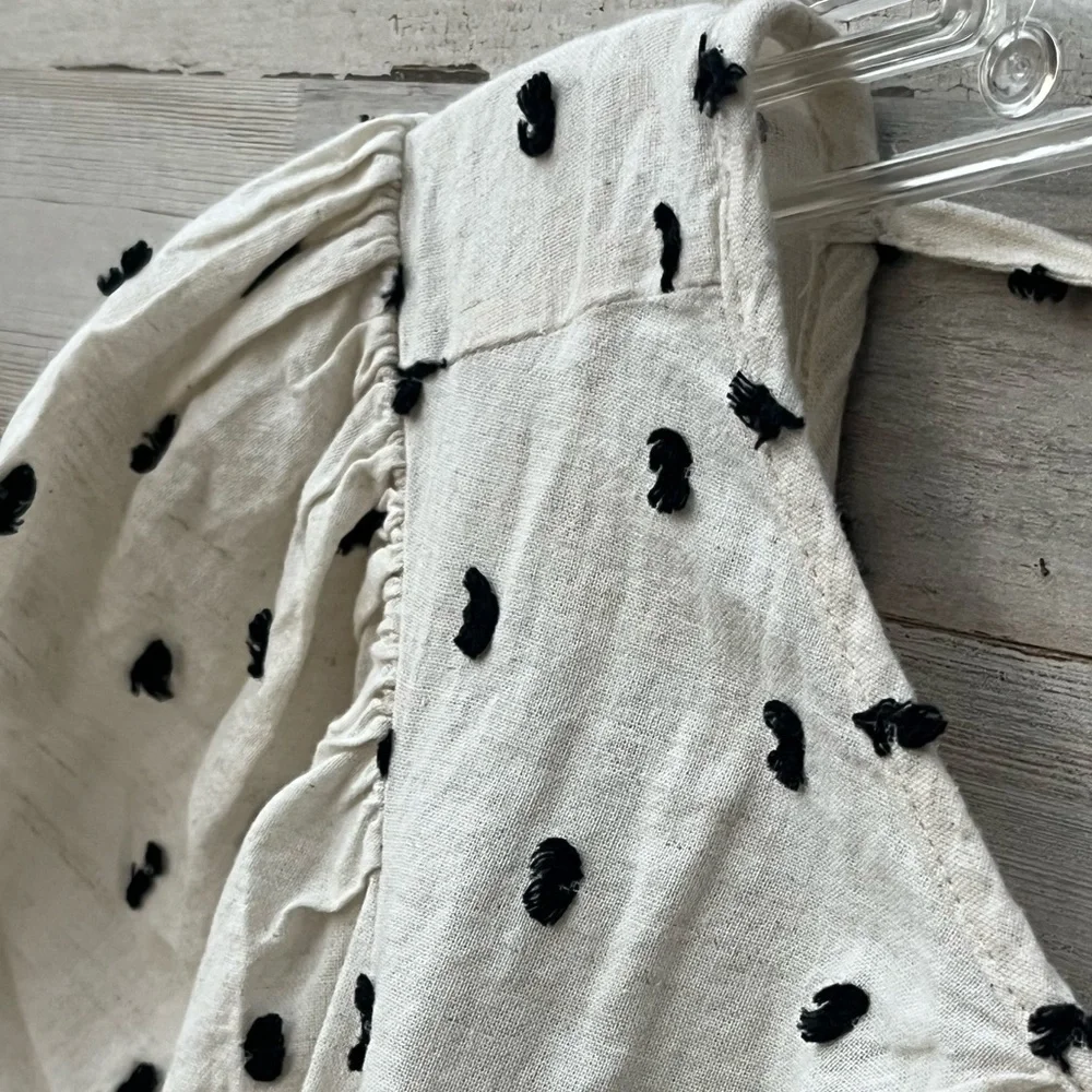 Madewell Stitch Detail with Puff Sleeve and Open Back Tie Blouse
